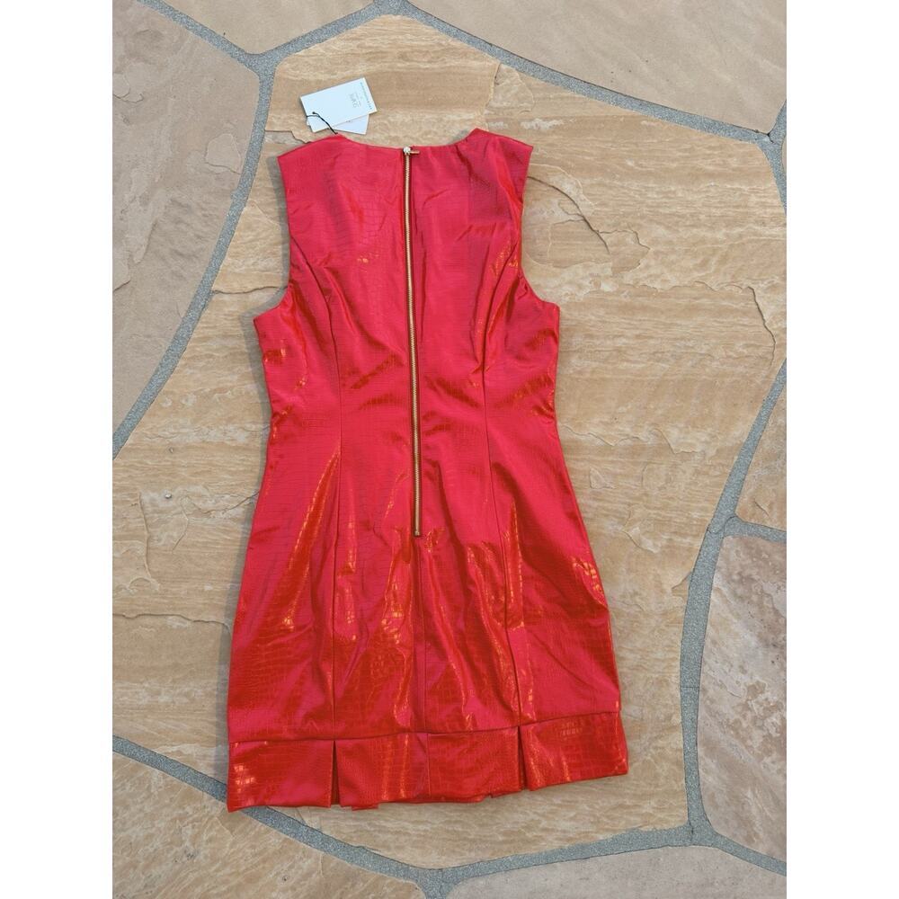 NWT Anthropologie Siempre Red Faux Leather SNAKE Mini Dress RED S - Picture 5 of 5